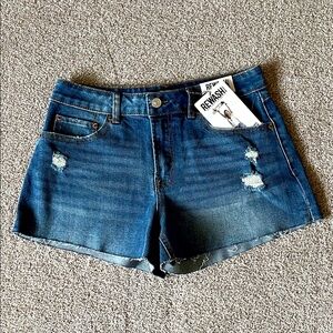 High Rise A-Line Blue Denim Jean Shorts Sz 5
